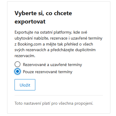 Booking export options