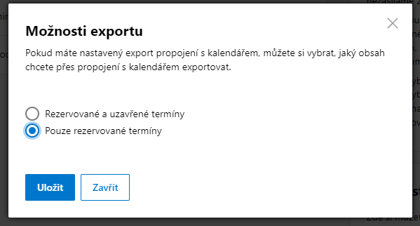 Booking export options