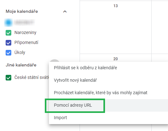 Nový Google Kalendář z URL adresy