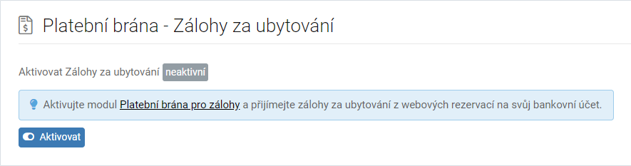 Aktivace platební brány