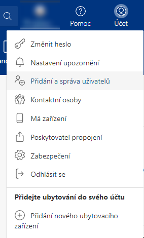 Booking.com - přidat uživatele