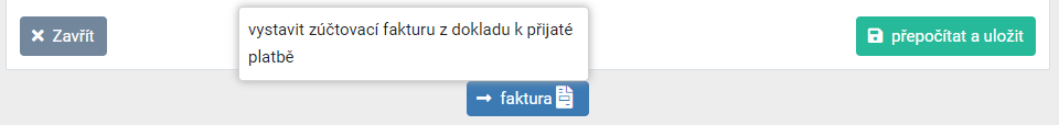 Faktura z Dokladu k přijaté platbě