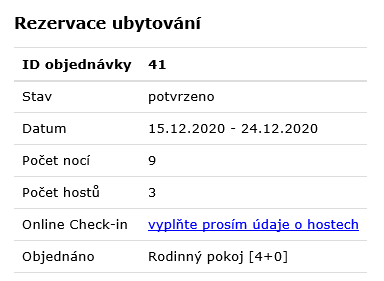 Odkaz online Check-in