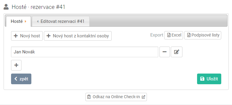 Hosté rezervace - Podpisové listy