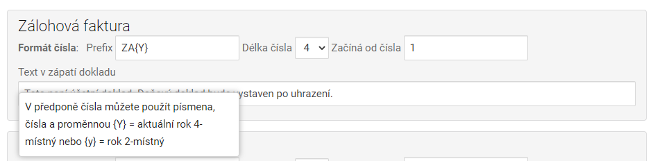 Předpona (prefix) dokladu