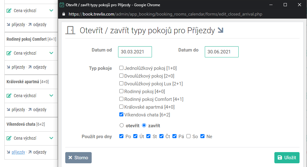 Zavřít příjezdové dny