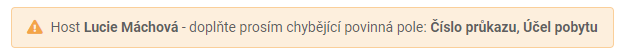 Host - chybějící údaje