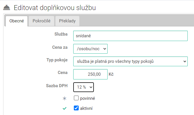 Doplňkové služby - změna sazby DPH 2024