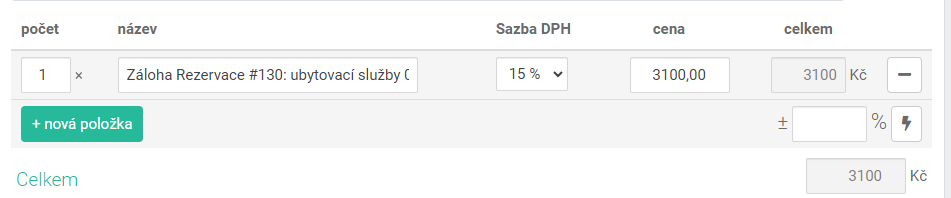Rychlá faktura - již uhrazeno