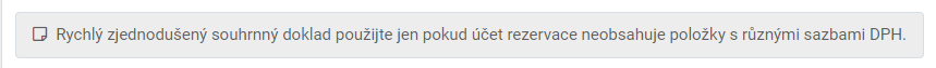 Zrychlený doklad - DPH položky info