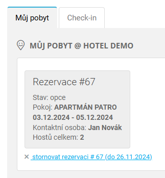 storno rezervace