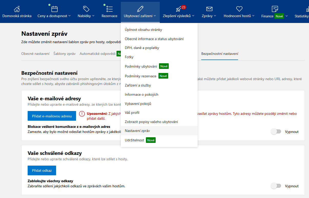 Booking - blokace emailu