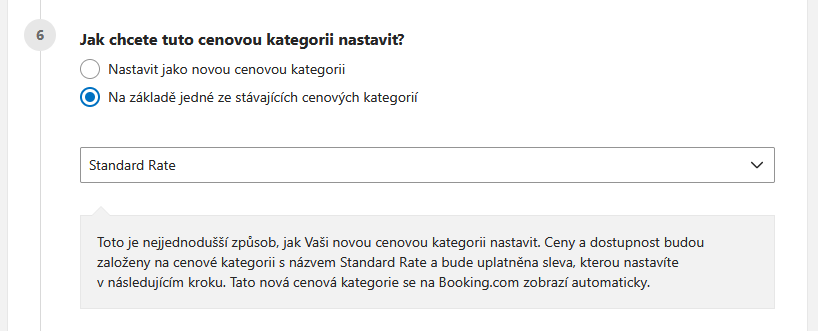 Booking odvozená cenové kategorie