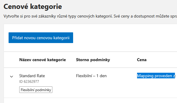 Mapovaná kategorie Standard